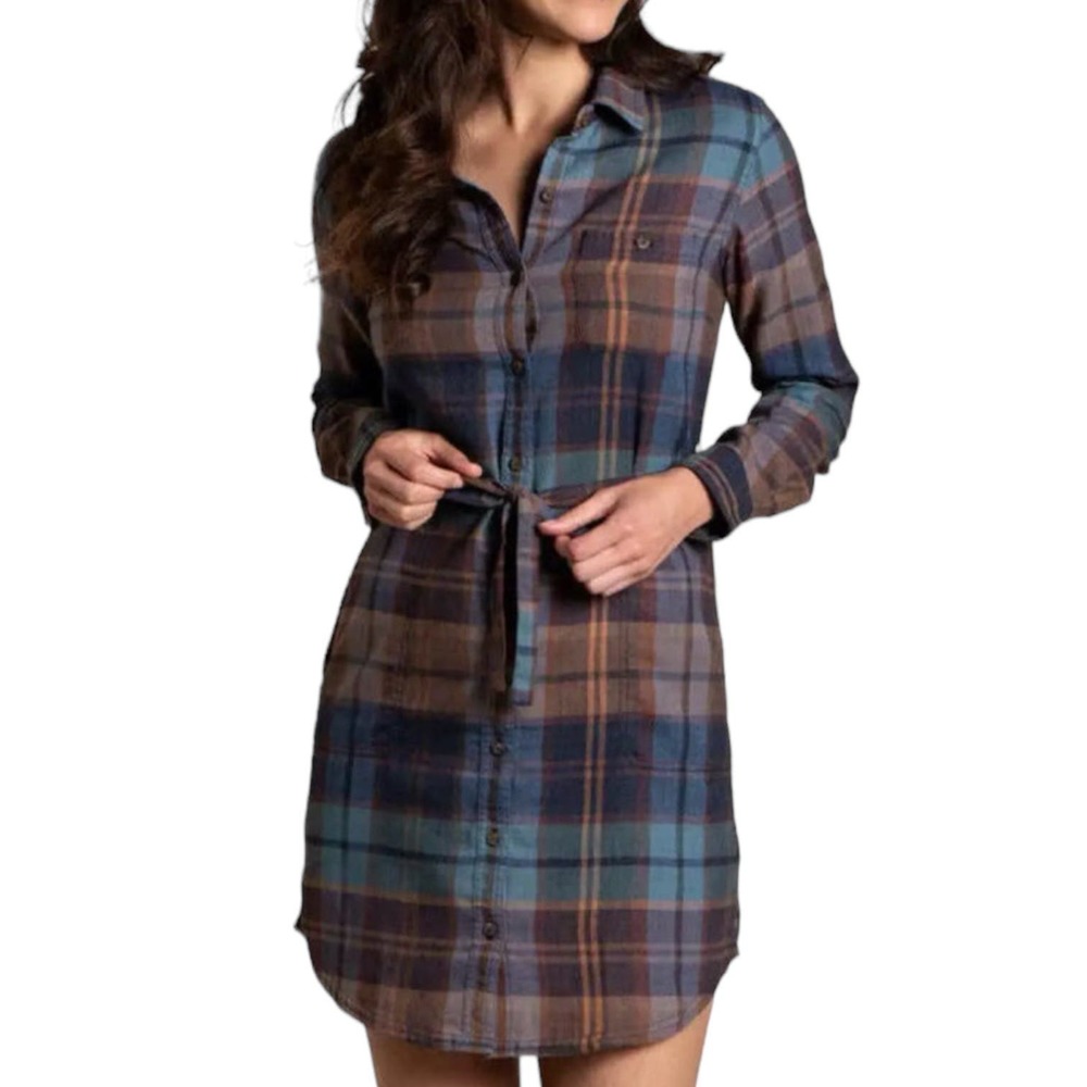 Toad&Co ReForm Flannel Shirtdress Organic Cotton Plaid Button Front Mini Medium